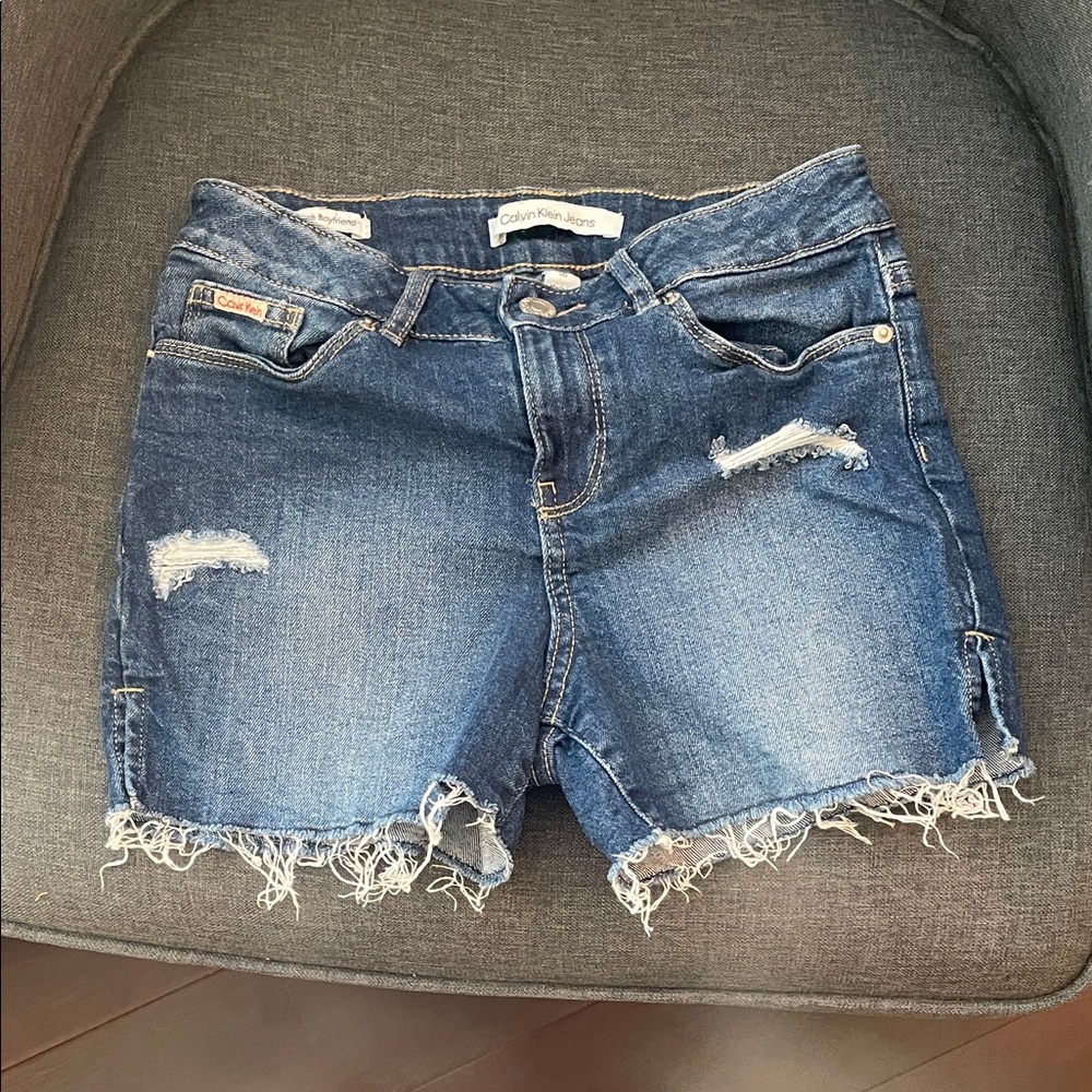 Calvin Klein Distressed Blue Jean Shorts